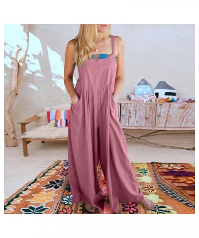 Overalls Women Summer Sleeveless Adjustable Straps Bib Wide Leg Jumpsuit Casual Loose Sexy Cute Rompers with Pockets B Pink $...