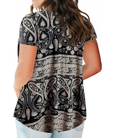 Plus-Size Tops for Women Summer Henley Shirts Flowy Tunics Tee 13_floral_m $16.73 Others