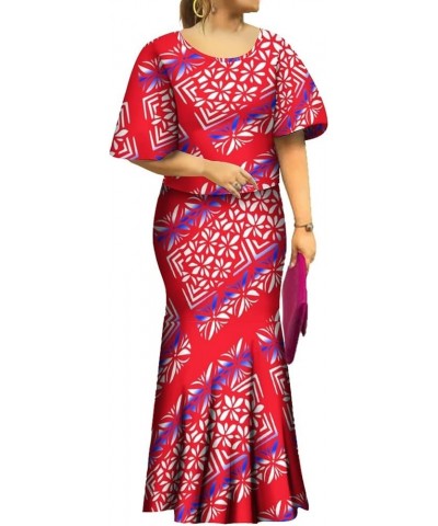 Autumn Polynesian Print Long Fishtail Dress 8XL Flared Sleeve Top and Puletasi Mermaid Skirt Wgg2ju440gwu $21.72 Dresses