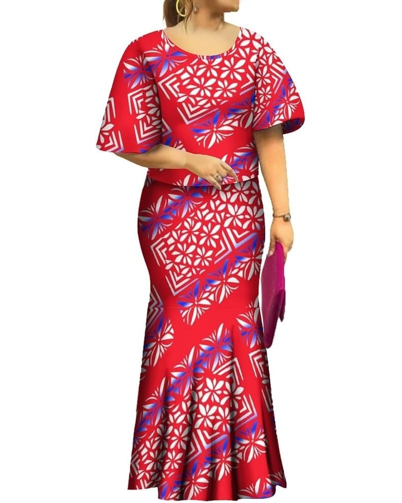 Autumn Polynesian Print Long Fishtail Dress 8XL Flared Sleeve Top and Puletasi Mermaid Skirt Wgg2ju440gwu $21.72 Dresses