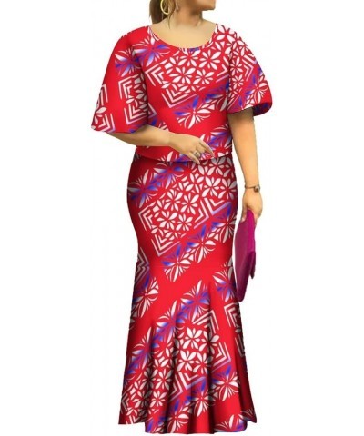 Autumn Polynesian Print Long Fishtail Dress 8XL Flared Sleeve Top and Puletasi Mermaid Skirt Wgg2ju440gwu $21.72 Dresses