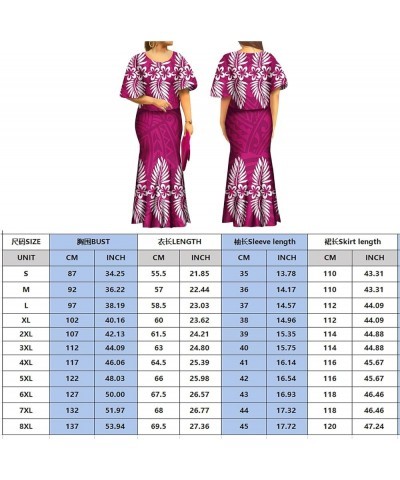 Autumn Polynesian Print Long Fishtail Dress 8XL Flared Sleeve Top and Puletasi Mermaid Skirt Wgg2ju440gwu $21.72 Dresses