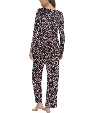 Women's Fall Pajama Sets, 2 Piece Lounge Sleepwear Ladies Pjs Sets with Pockets 09 Small Flowers-black $16.32 Sleep & Lounge