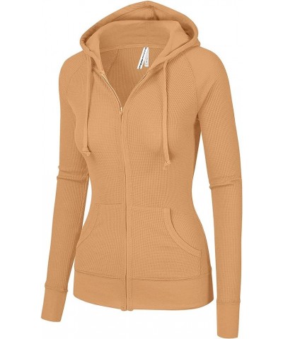 Women's Thermal Long Hoodie Zip Up Jacket Sweater Tops Thermal_oatmeal $11.75 Hoodies & Sweatshirts