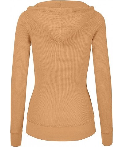 Women's Thermal Long Hoodie Zip Up Jacket Sweater Tops Thermal_oatmeal $11.75 Hoodies & Sweatshirts