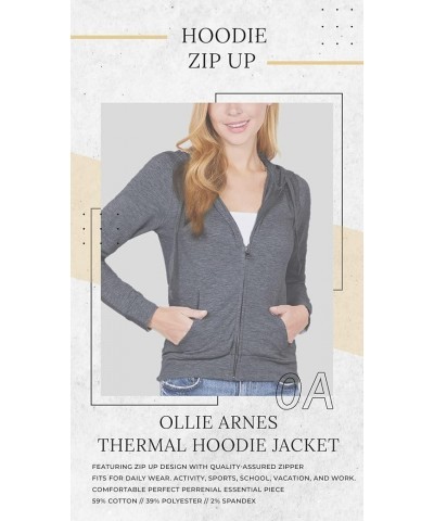 Women's Thermal Long Hoodie Zip Up Jacket Sweater Tops Thermal_oatmeal $11.75 Hoodies & Sweatshirts