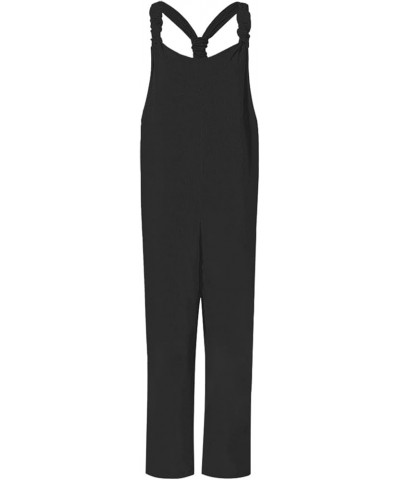 Women's Casual Jumpsuit 2023 Bohemian Art Loose Casual Large Linen Suspender Pants Jumpsuits Casual Jumpsuit Black $9.79 Over...