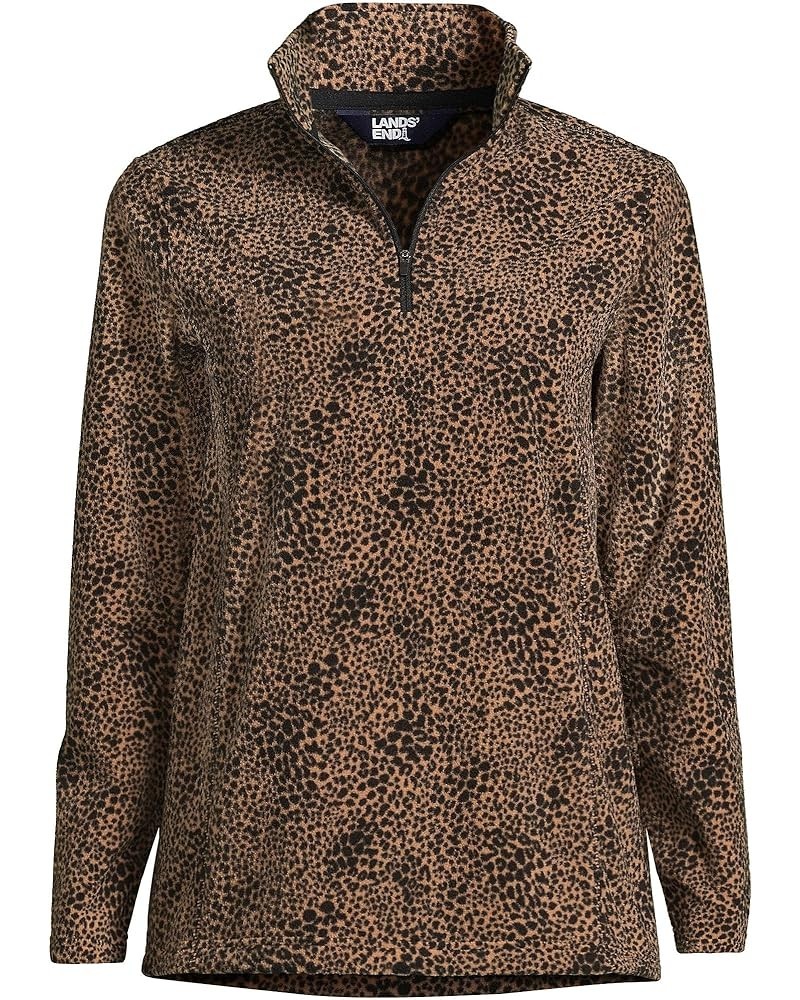 Womens Quarter Zip Pullover Warm Brown Spotted Leopard $15.03 Sweaters