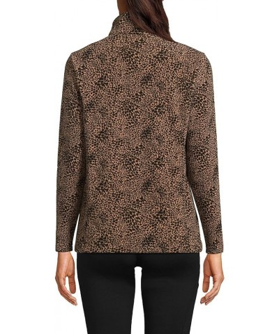 Womens Quarter Zip Pullover Warm Brown Spotted Leopard $15.03 Sweaters