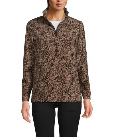 Womens Quarter Zip Pullover Warm Brown Spotted Leopard $15.03 Sweaters