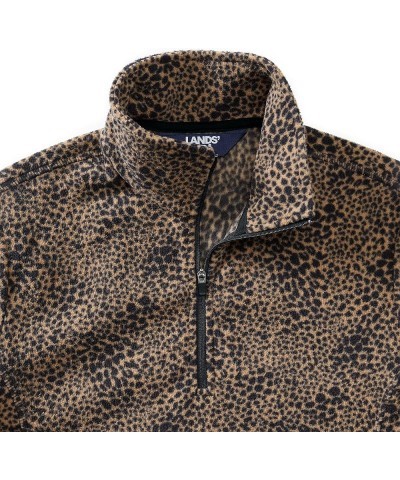 Womens Quarter Zip Pullover Warm Brown Spotted Leopard $15.03 Sweaters