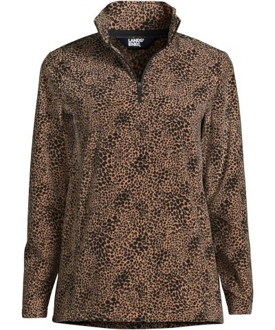 Womens Quarter Zip Pullover Warm Brown Spotted Leopard $15.03 Sweaters