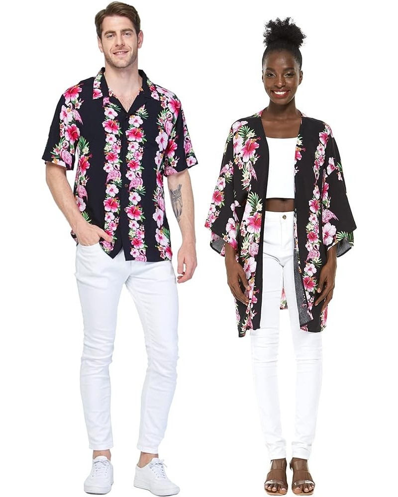 Matchable Couple Hawaiian Luau Shirt or Kimono in Pink Black Hibiscus Vine Women Women Pink Black Hibiscus Vine $21.32 Swimsuits