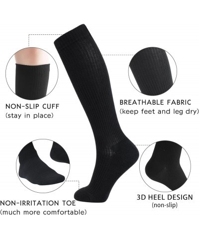 Cotton Compression Socks for Women and Men 4/6 Pairs 8-15/15-20 mmHg Knee High Socks for Sports Travel Nurse Edema 6 Pairs Bl...