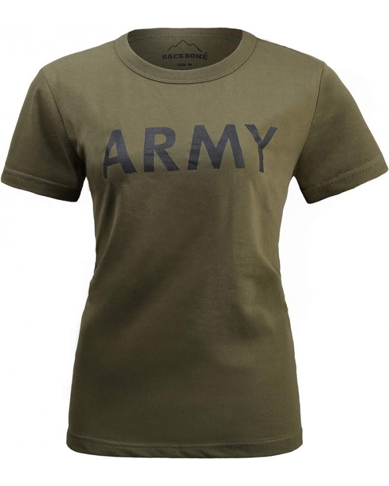 Womens Ladies Army Military Gym Training Outdoor Hunt Camp Camouflage Short Sleeve Tee T-Shirt Army Green With Army Print $8....