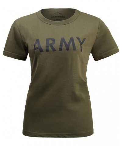 Womens Ladies Army Military Gym Training Outdoor Hunt Camp Camouflage Short Sleeve Tee T-Shirt Army Green With Army Print $8....