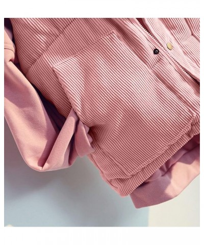 Women's Casual Corduroy Puffer Vest Stand Collar Sleeveless Zip Up Outwear Padded Gilet with Pockets Pink $22.73 Vests