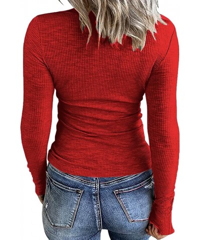 Women's Long Sleeve T Shirts Color Block Crewneck Casual Tunic Tops Tee Shirtuses 1-red $17.27 Activewear