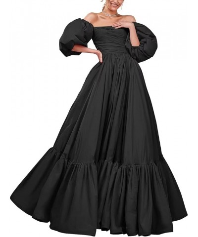 Puffy Sleeves Prom Dresses Long Ball Gown Off Shoulder Evening Gowns for Women Formal Wedding Dresses for Bride Black $36.08 ...