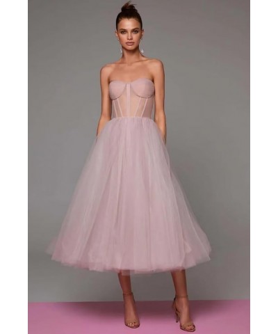 Elegant Tulle Short Prom Dresses for Teens Ball Gown Corset Homecoming Dresses Tea Length Formal Cocktail Dress Champagne $26...