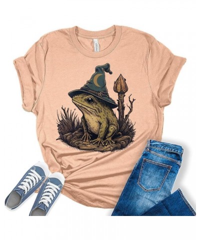 Frog Shirt Womens Cottagecore Wizard Frog Halloween Shirts Cute Fall Clothes Graphic Aesthetic Tees Heather Green $16.21 T-Sh...