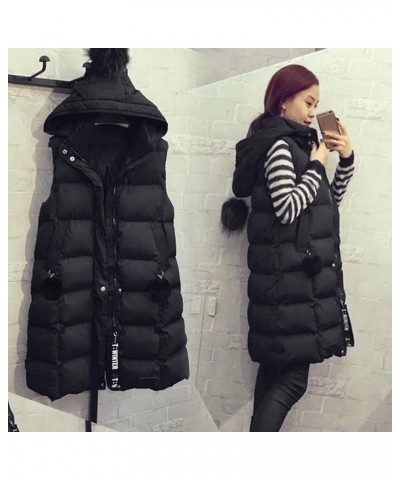 Oversized Long Down Vest for Women Lightweight Puffer Jackets with Hood Outdoor Coats Recreation Waistcoat Outerwear 04 Black...