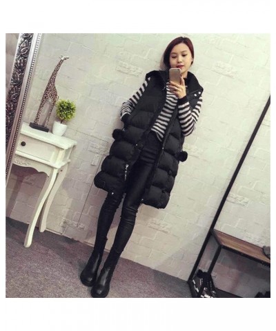 Oversized Long Down Vest for Women Lightweight Puffer Jackets with Hood Outdoor Coats Recreation Waistcoat Outerwear 04 Black...