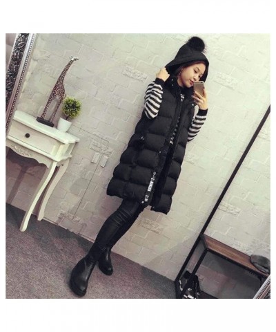 Oversized Long Down Vest for Women Lightweight Puffer Jackets with Hood Outdoor Coats Recreation Waistcoat Outerwear 04 Black...