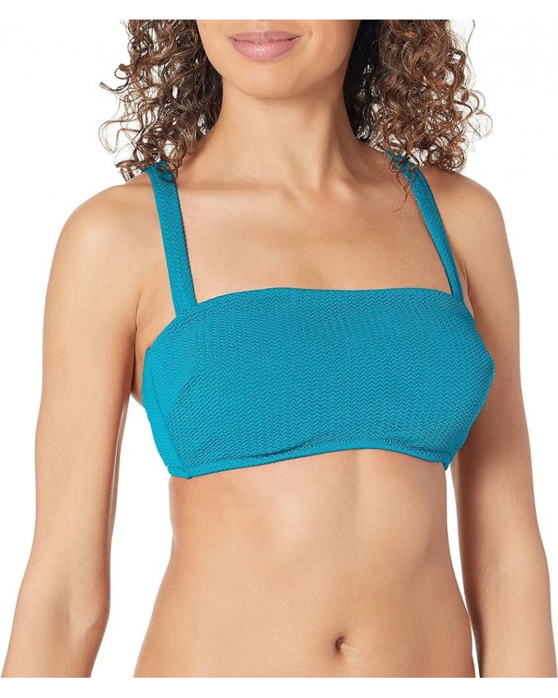 Women's Dd Cup Bandeau Bikini Top Swimsuit with Straps Sea Dive Blue Grass $53.28 Swimsuits