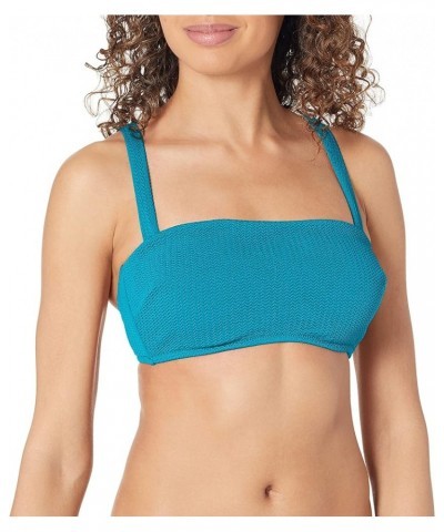 Women's Dd Cup Bandeau Bikini Top Swimsuit with Straps Sea Dive Blue Grass $53.28 Swimsuits