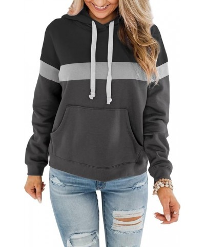 Women's Lightweight Pullover Hoodies Casual Long Sleeve Sweatshirts Tops with Pocket C Black-gray-charcoal $11.65 Hoodies & S...