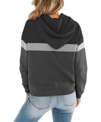 Women's Lightweight Pullover Hoodies Casual Long Sleeve Sweatshirts Tops with Pocket C Black-gray-charcoal $11.65 Hoodies & S...