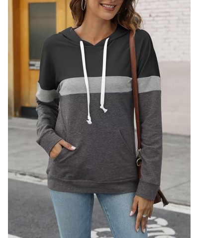 Women's Lightweight Pullover Hoodies Casual Long Sleeve Sweatshirts Tops with Pocket C Black-gray-charcoal $11.65 Hoodies & S...