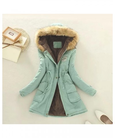 Long Winter Coats for Women Warm Thicken Fleece Lined Coat Faux Fur Parka Jacket Winter Long Outwear with Pockets 01 Mint Gre...