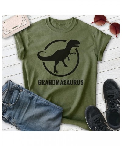 Grandmasaurus T-Shirt, Unisex Women's Shirt, Grandma Shirt, Grandmother Shirt, Dinosaur Shirt Heather Military Green $13.91 Tops