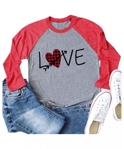 Valentines Day Shirts for Women Love Heart Womens Valentines Tops Clothing Red1 $9.45 T-Shirts