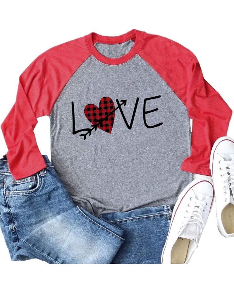 Valentines Day Shirts for Women Love Heart Womens Valentines Tops Clothing Red1 $9.45 T-Shirts