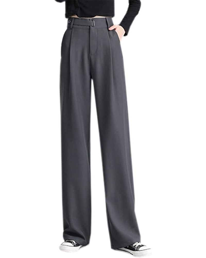 Women's Half Elastic Waist Straight Leg Trousers Office Dress Pants, X-Small - X-Large 1grey $19.36 Pants