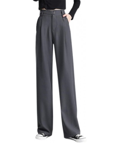 Women's Half Elastic Waist Straight Leg Trousers Office Dress Pants, X-Small - X-Large 1grey $19.36 Pants