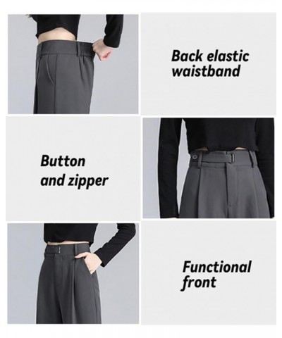 Women's Half Elastic Waist Straight Leg Trousers Office Dress Pants, X-Small - X-Large 1grey $19.36 Pants