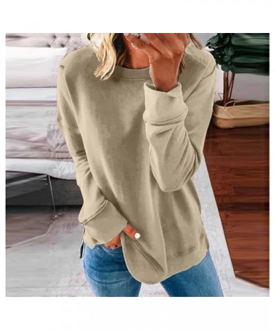 Top for Women,Womens Sweatshirts Long Sleeve Crew Neck Pullover Sweatshirt Casual Outfits 2023 Fall Clothes 2-khaki $10.25 Ho...