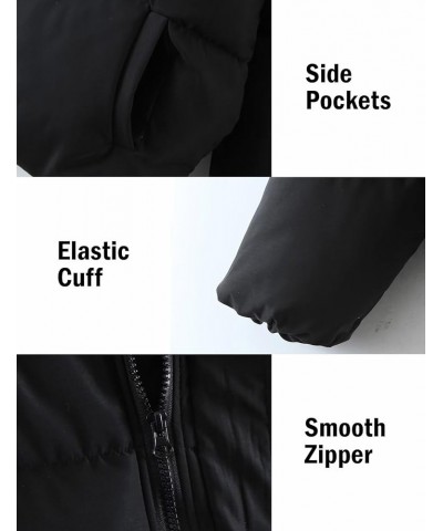 Womens Padded Puffer Jacket Winter Warm Full Zip Long Sleeve Quilted Casual Outerwear Coat with Pocket Black $29.11 Jackets