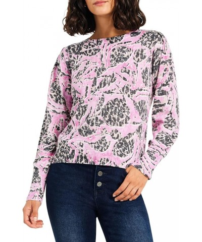 Women's Petal Dot Femme Sleeve Sweater Pink Multi $33.81 Sweaters