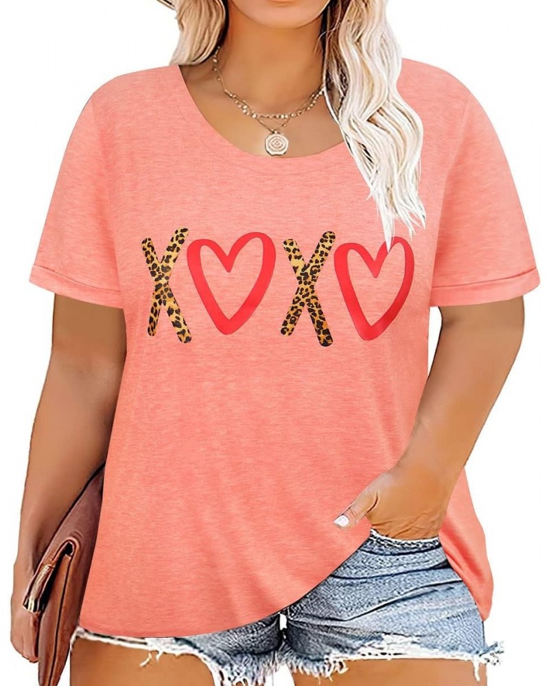 Women Plus Size Tops Valentine's Print Shirt for Ladies Casual Crew Round Neck Short Sleeve Teeshirt Summer Tunic Spring Blou...