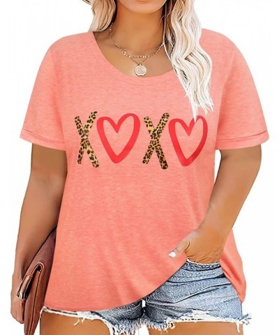 Women Plus Size Tops Valentine's Print Shirt for Ladies Casual Crew Round Neck Short Sleeve Teeshirt Summer Tunic Spring Blou...