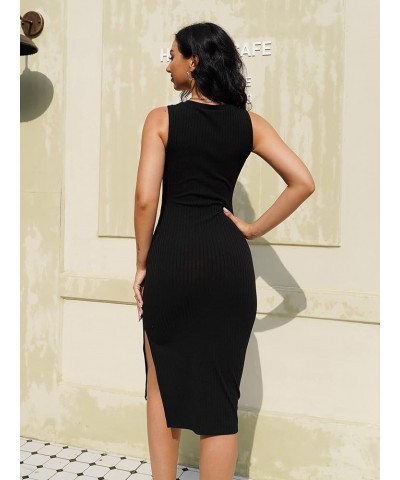 Women's Solid Spaghetti Strap Thigh Split Slinky Maxi Dress G-black $11.39 Dresses