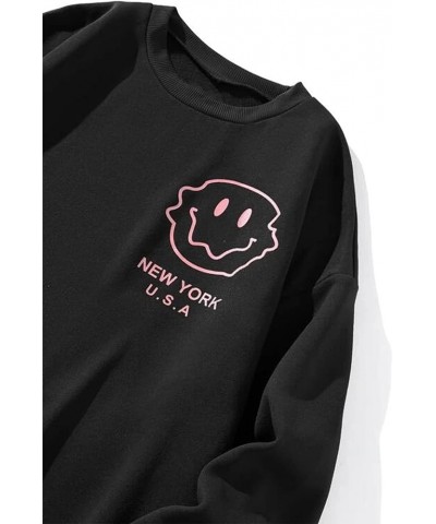 Women Oversized Fleece New York Letter Print Graphic Sweatshirt Long Sleeve Crewneck Pullover Jacket Black $14.00 Hoodies & S...