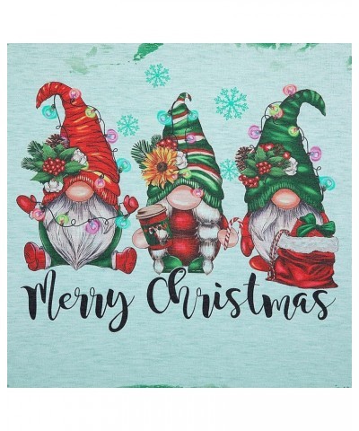 Christmas Shirt Women Christmas Gnome Print Tops Tee Short Sleeve V Neck Three Gnomes Casual Holiday Shirts Green-2 $12.95 T-...