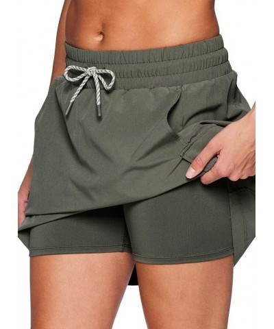 Women's Quick Drying Woven Ripstop Skort with Bike Short and Pockets Ripstop Cargo Olive $12.43 Skorts