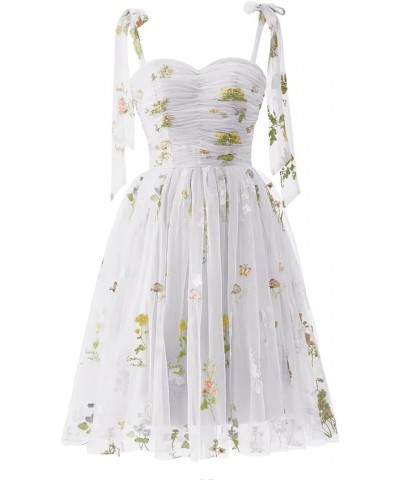 Short Flower Embroidery Tulle Homecoming Dresses for Teens A Line Formal Party Prom Gowns A-white $25.99 Dresses